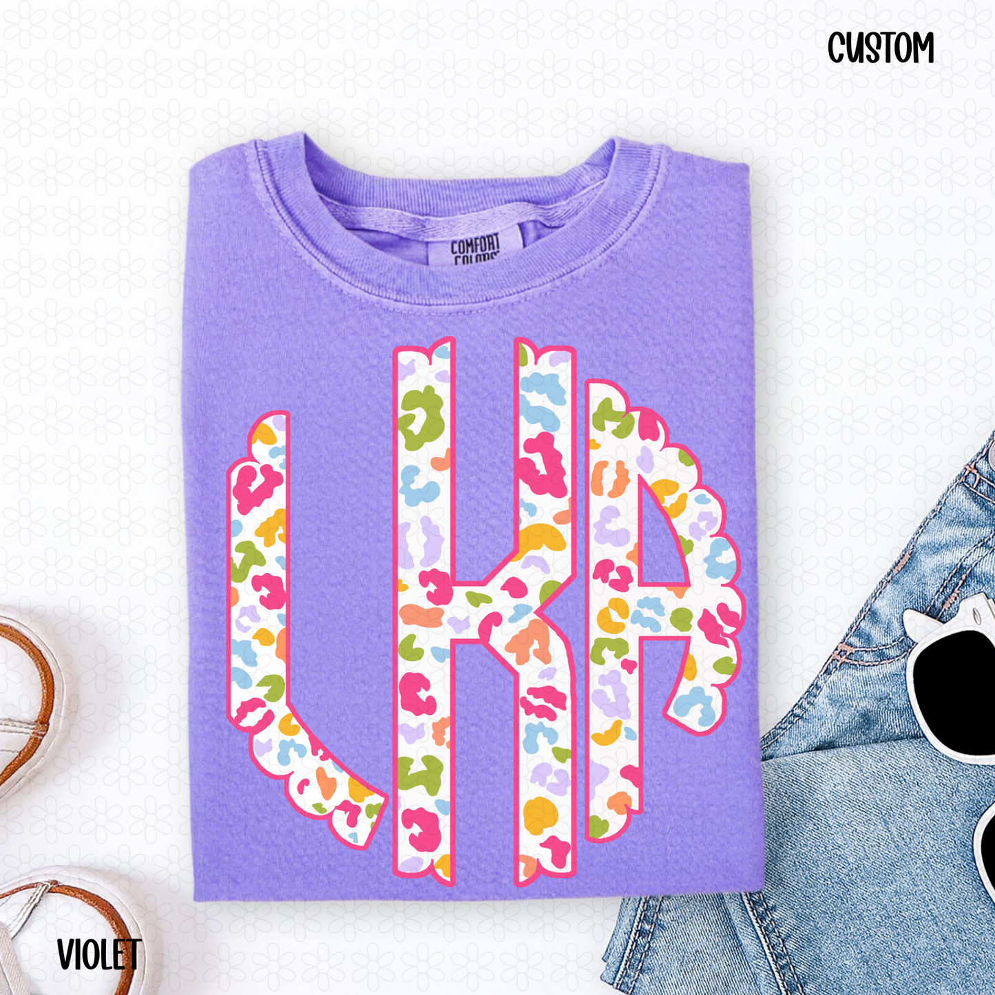 Bright Leopard Custom Monogram DTF Transfer