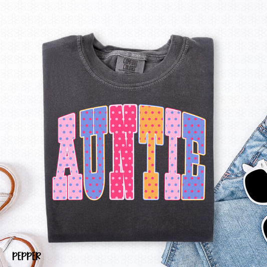 Bright Polka Dot Auntie DTF Transfer