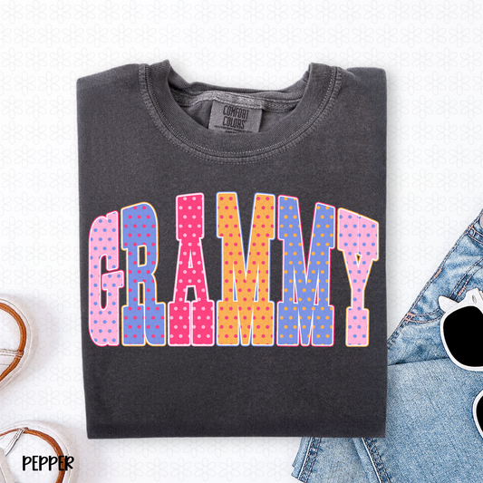 Bright Polka Dot Grammy DTF Transfer