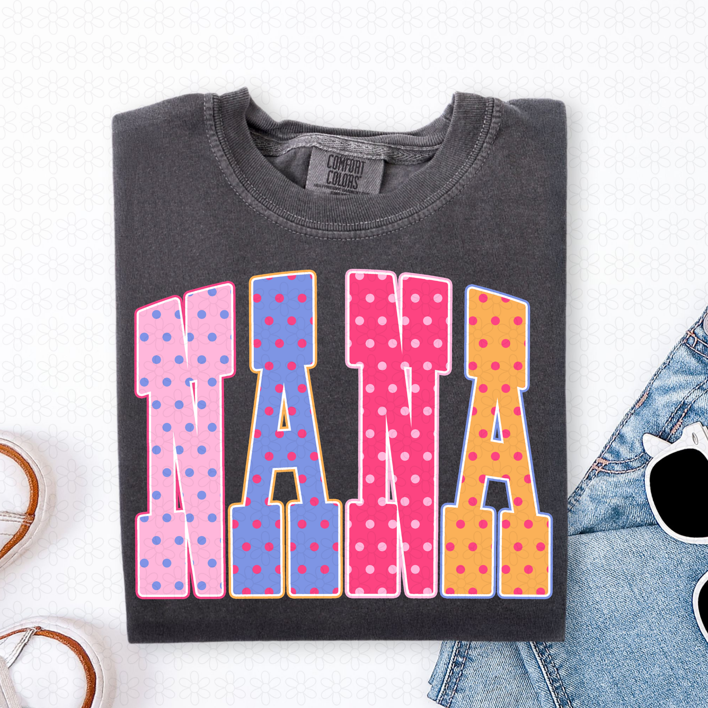 Bright Polka Dot Nana Completed Tee