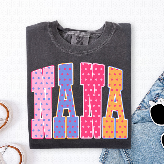 Bright Polka Dot Nana Completed Tee