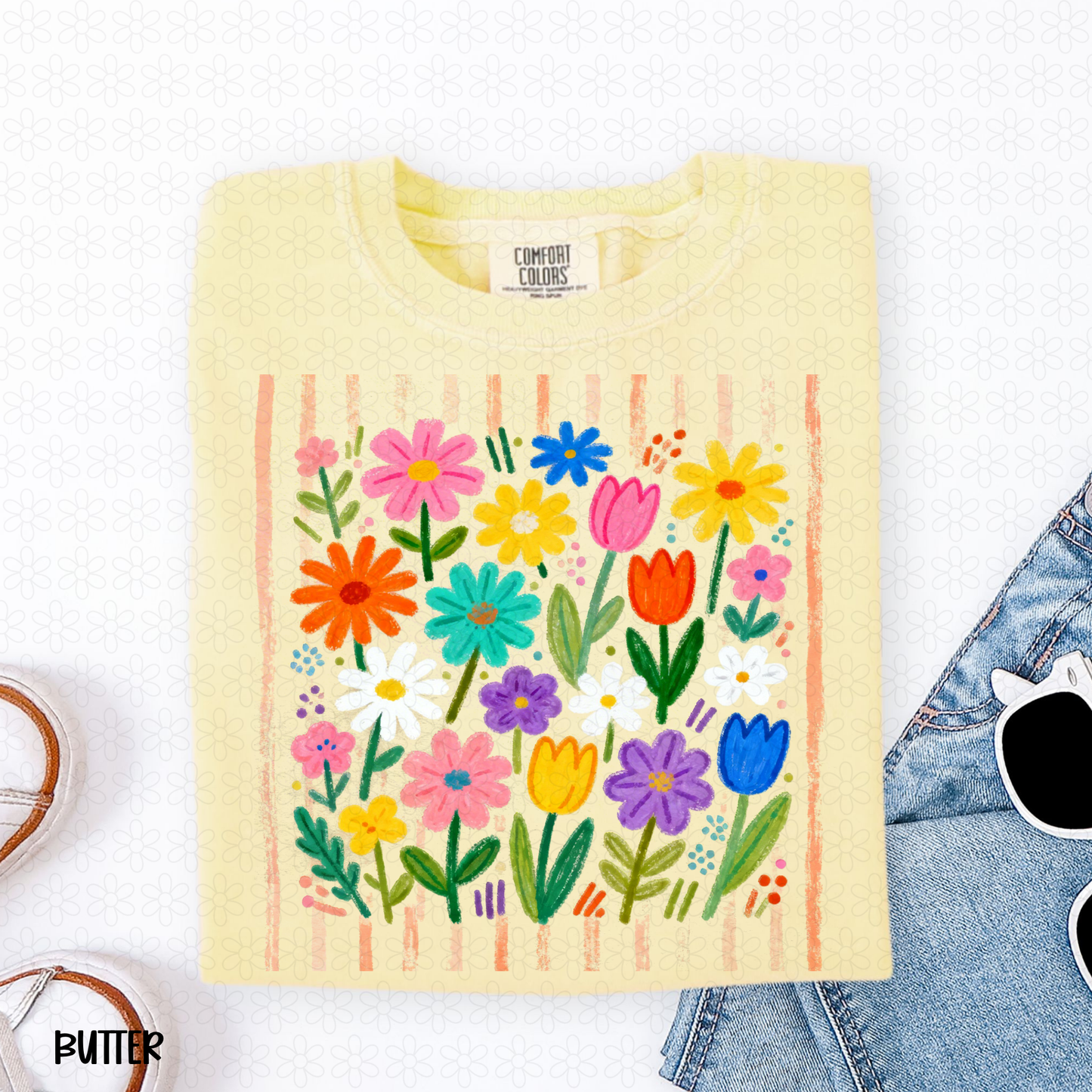 Bright Spring Flowers Completed Tee