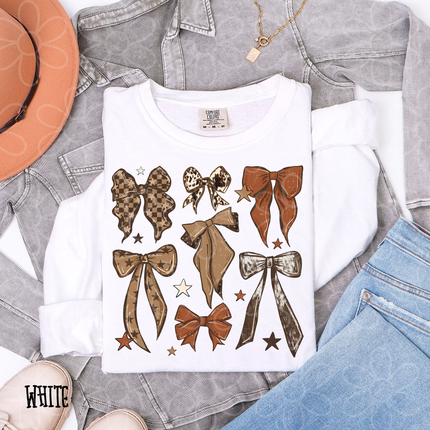 Brown Bows & Stars Kids Completed Tee