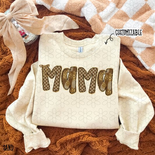 Brown Checkered Gold Custom Name Completed Tee