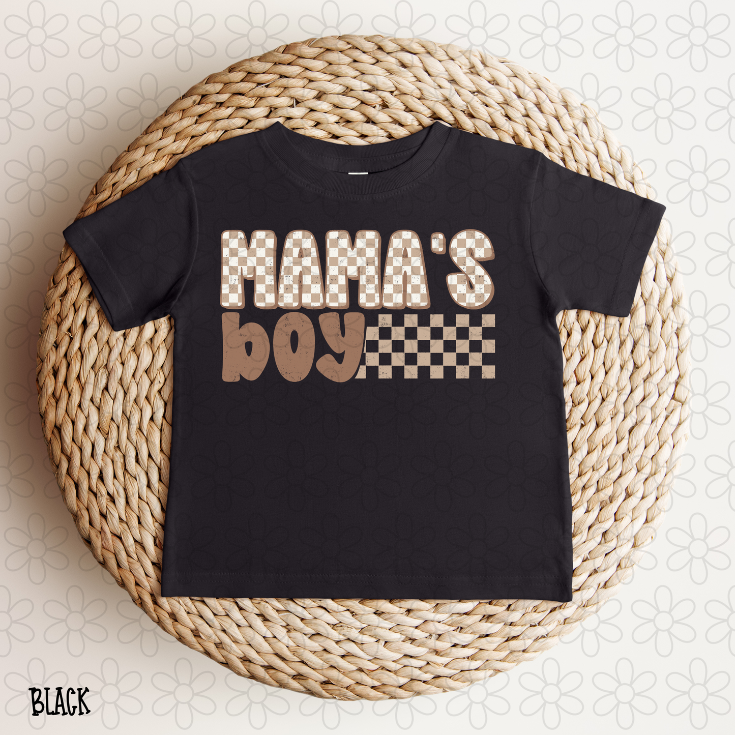 Brown Checkered Mama's Boy Completed Tee