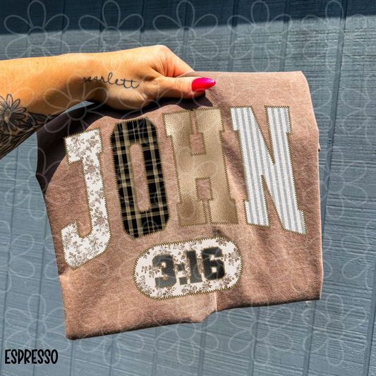 Brown Floral John 3:16 DTF Transfer
