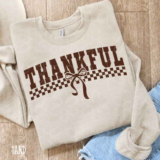 Brown Thankful Checkered Completed Tee