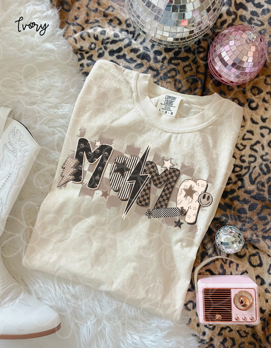 Brown & Black Checkered Retro MaMa DTF Transfer