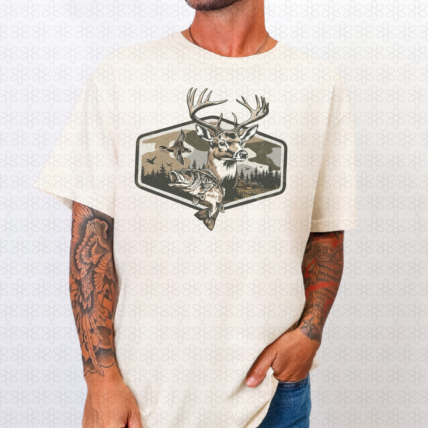 CAMO Deer fish Completed Tee