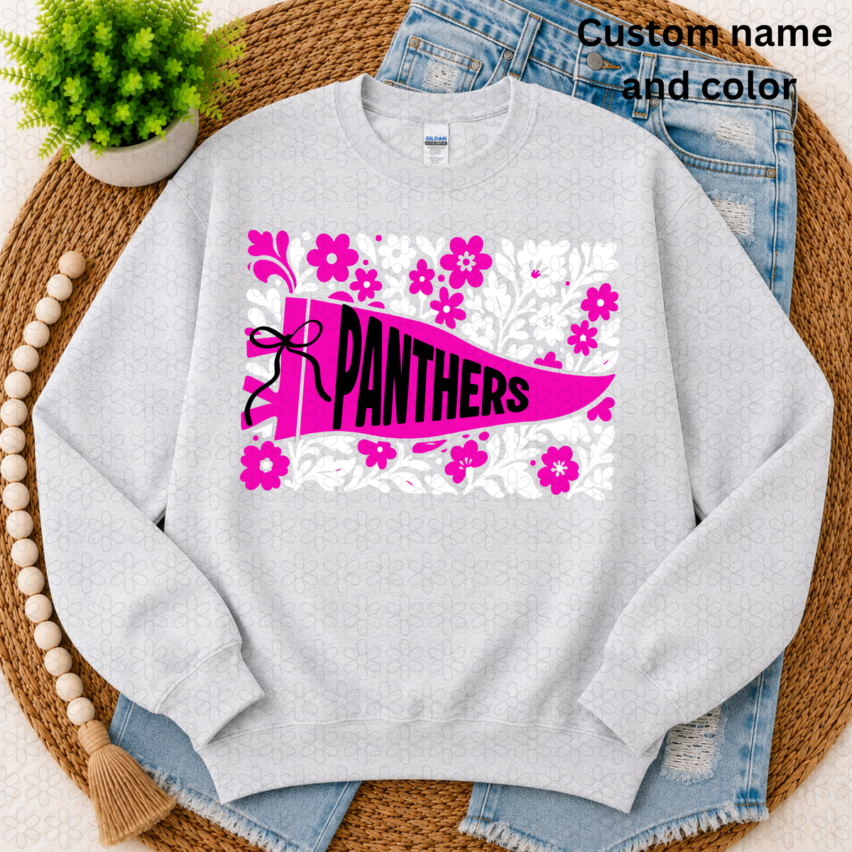 CUSTOM FLORAL PENNANT BANNER TEAM Completed Tee
