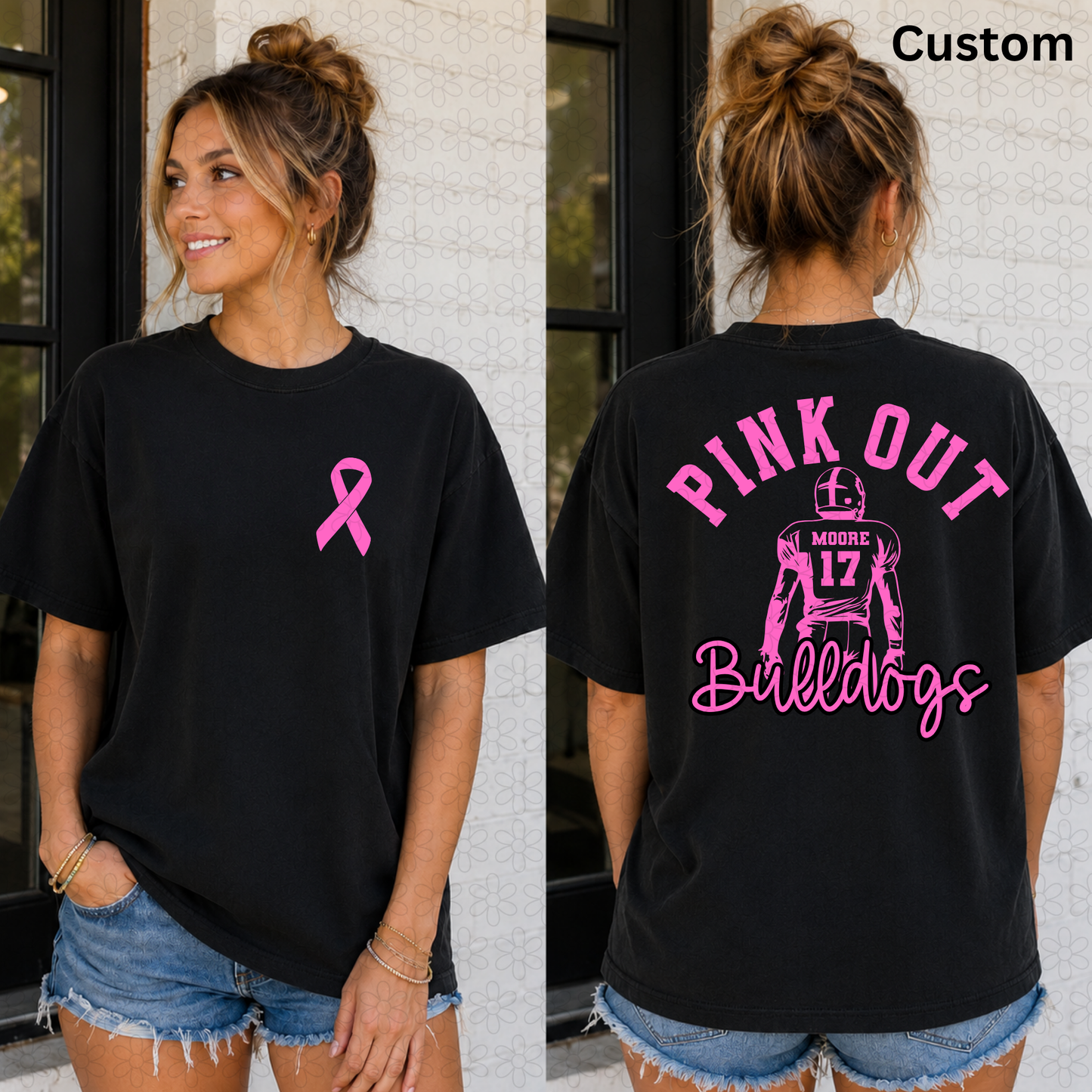 CUSTOM PINK OUT FOOTBALL PLAYER  DTF Transfer