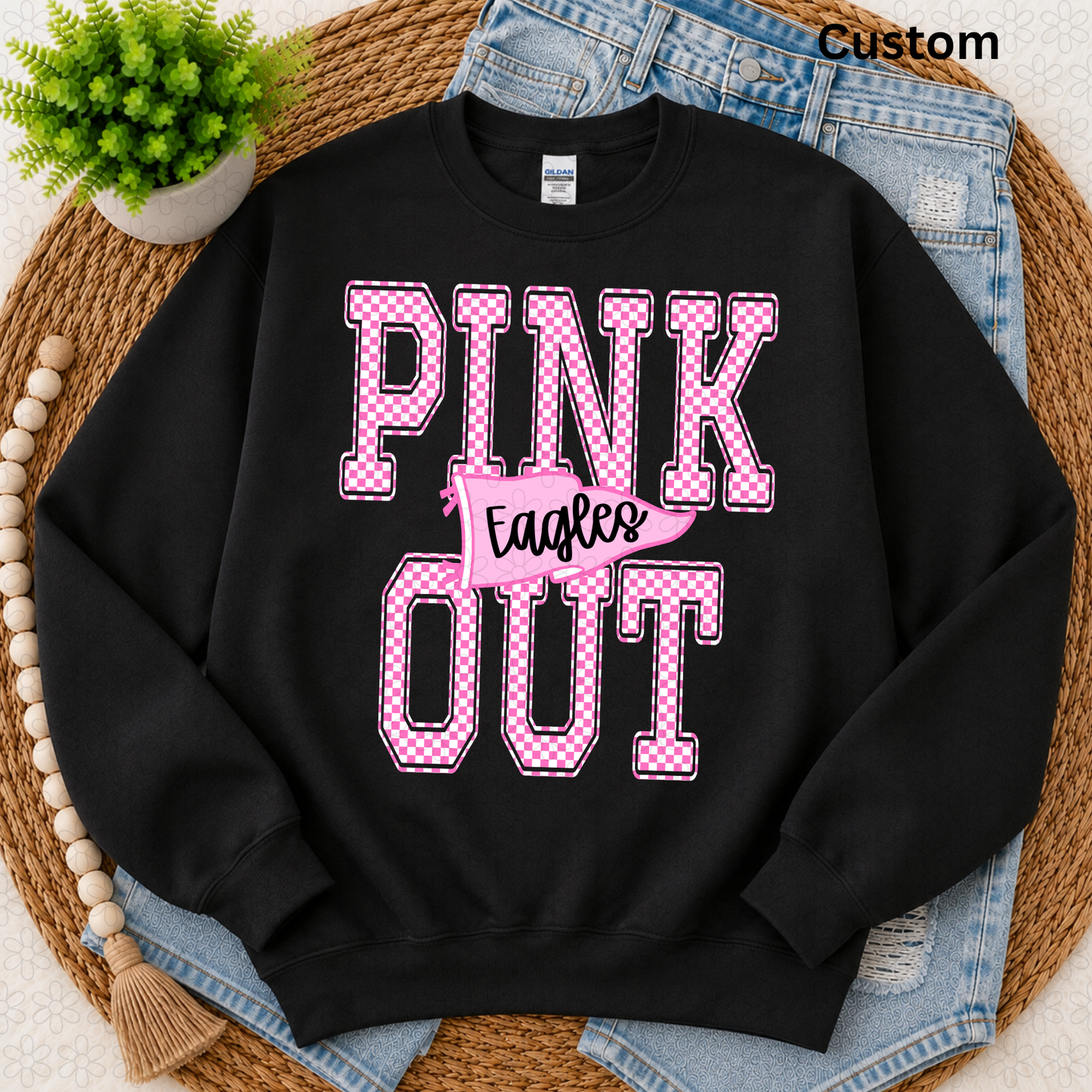 CUSTOM  PINK OUT PENNANT Completed Tee