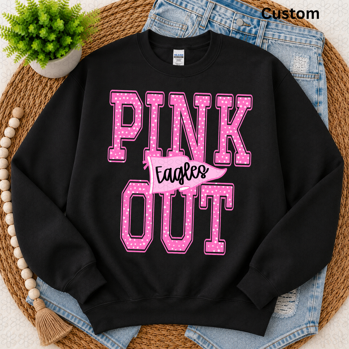 CUSTOM  PINK OUT PENNANT Completed Tee