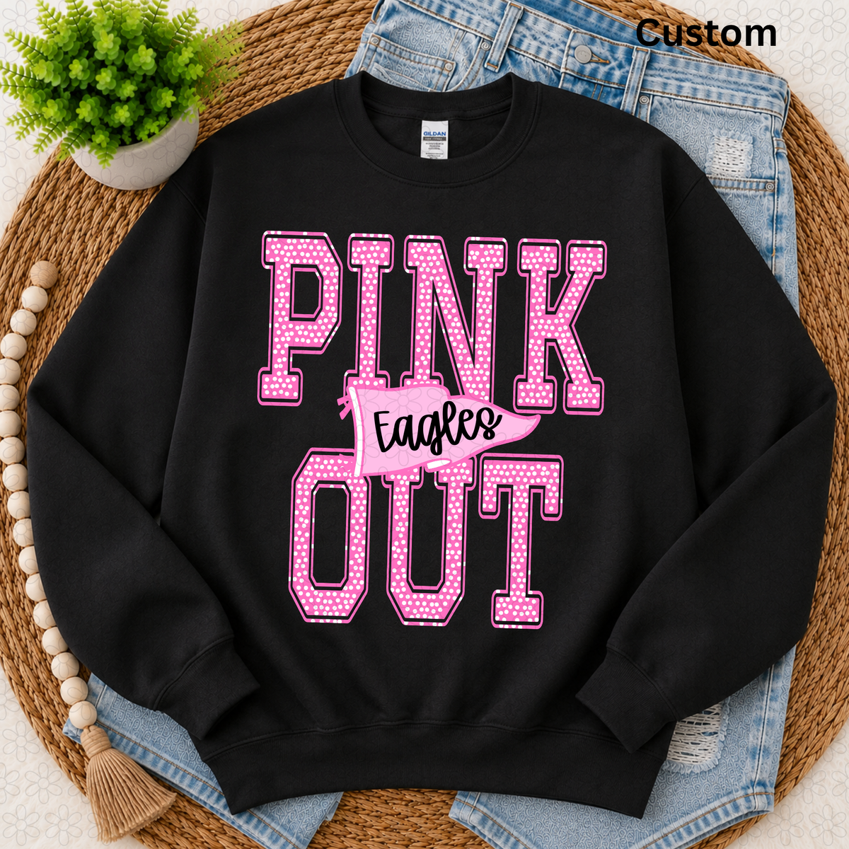 CUSTOM  PINK OUT PENNANT Completed Tee