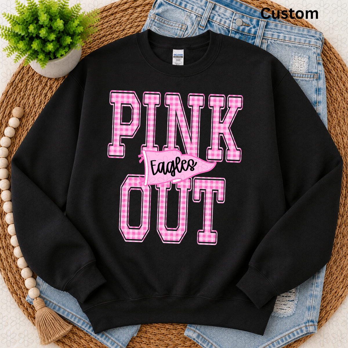 CUSTOM  PINK OUT PENNANT Completed Tee