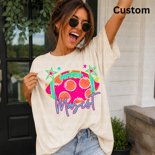 CUSTOM Orange and teal MASCOT teal football Completed Tee
