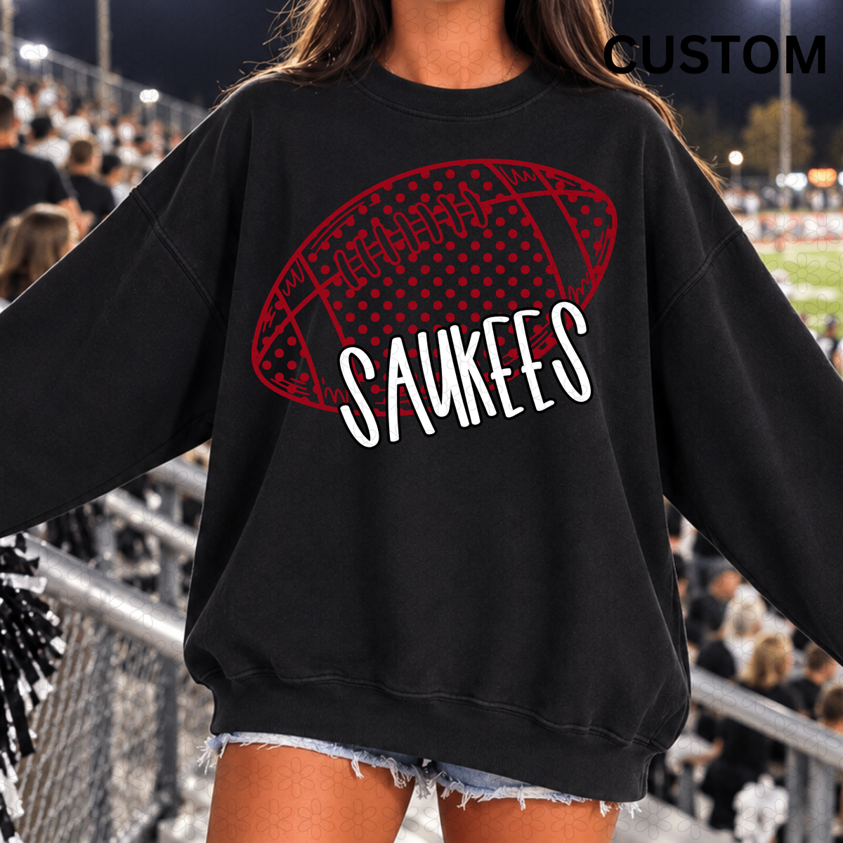 CUSTOM Polka Dot Football Completed Tee