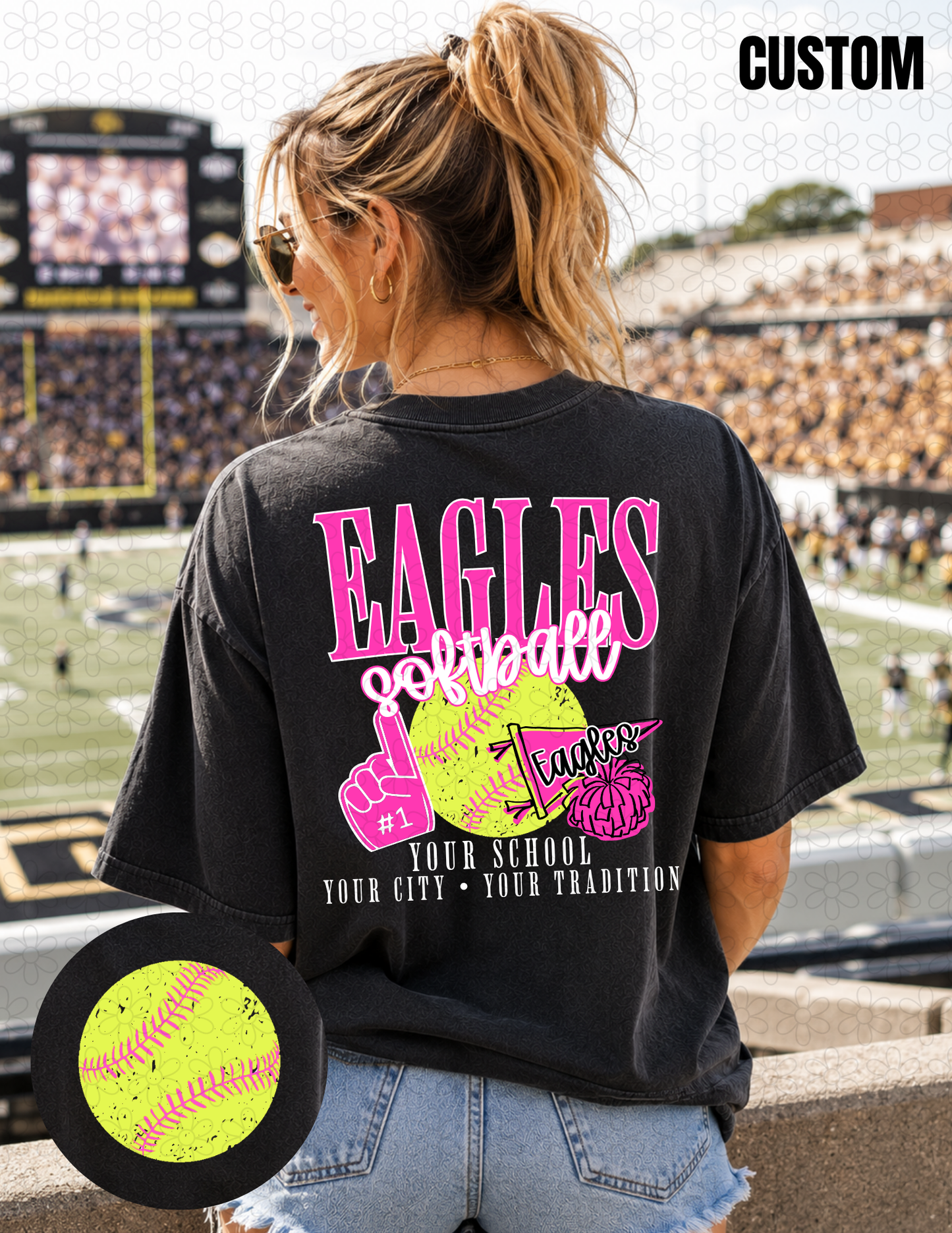 CUSTOM SOFTBALL School Spirit Mascot Completed Tee