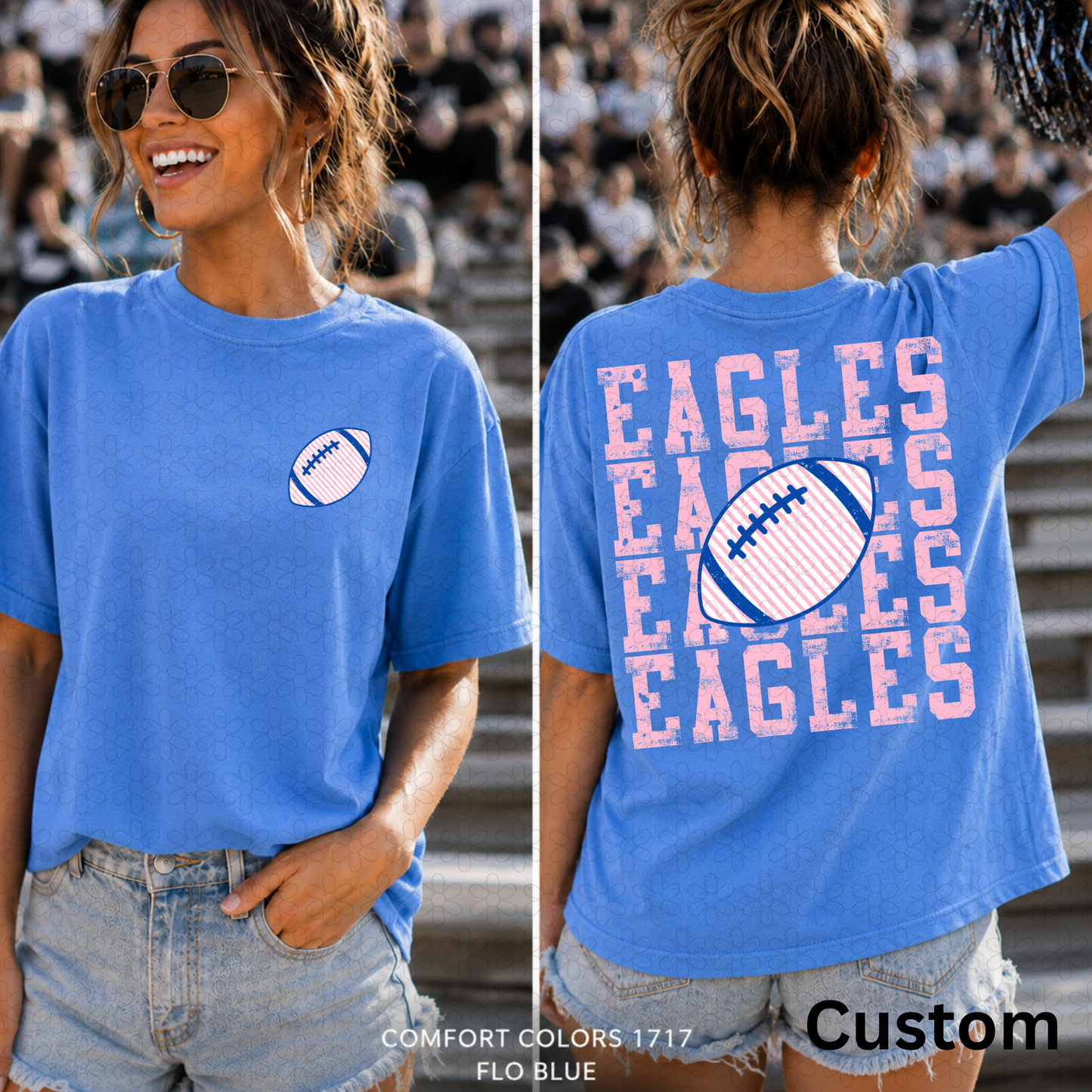 CUSTOM Seersucker Striped Football Teams Completed Tee