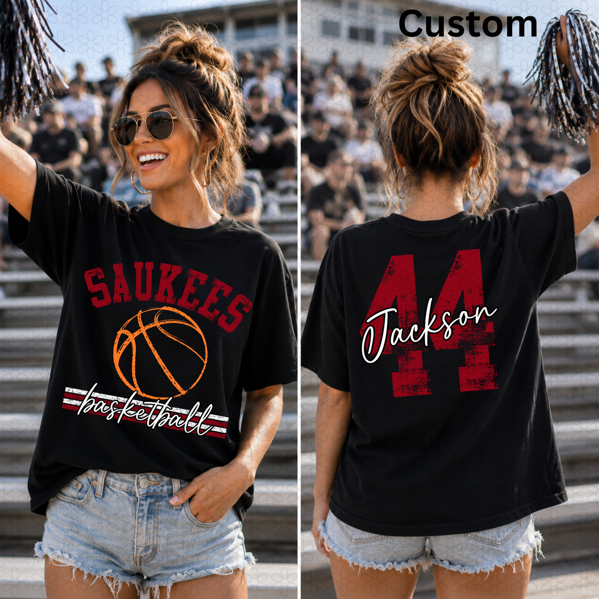 CUSTOM distressed Basketball Completed Tee