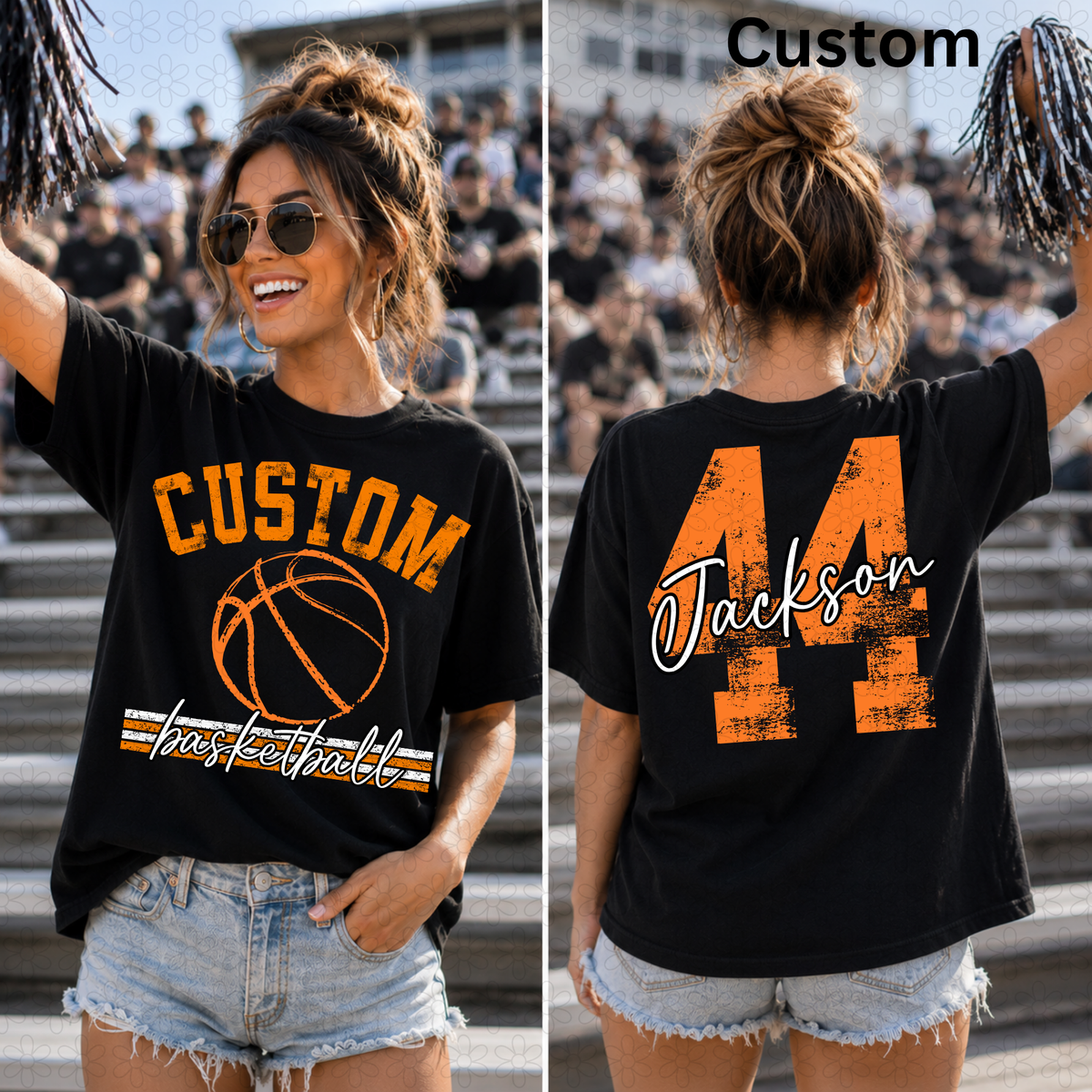 CUSTOM distressed Basketball Completed Tee