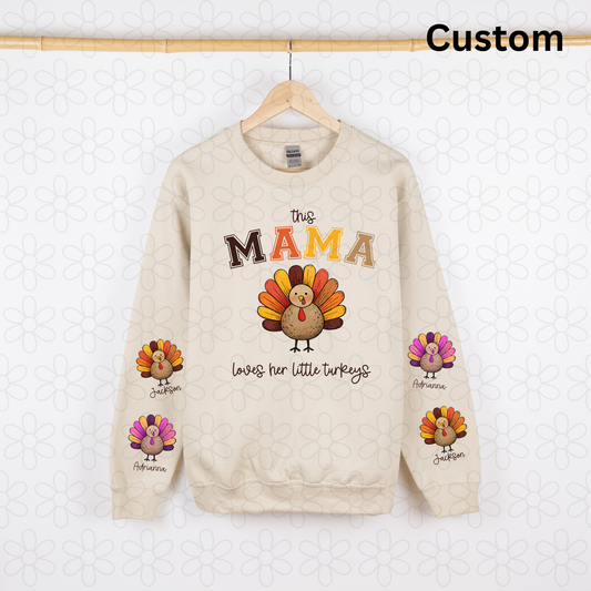 CUSTOM loves her little turkeys Completed Tee