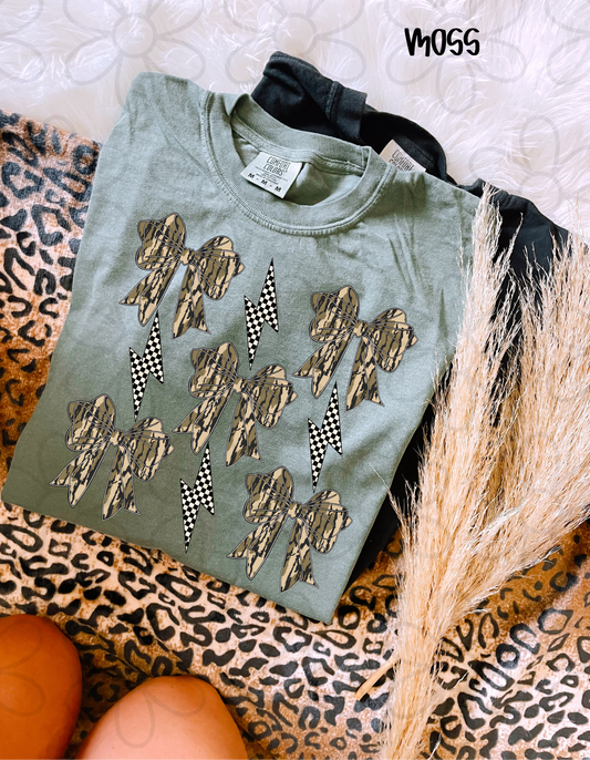 Camo Bows Checkered Lightning Bolts DTF Transfer