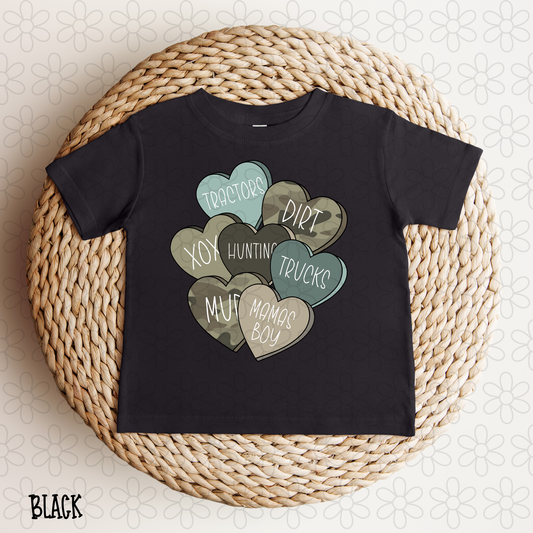 Camo Boys Valentines Hearts DTF Transfer