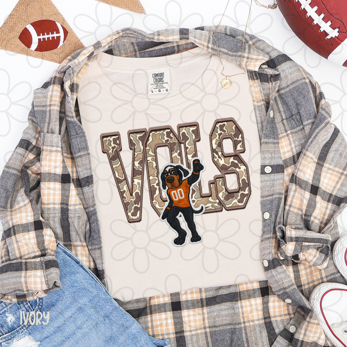 Camo Football Teams Mascot (Multiple Options) Kids Completed Tee