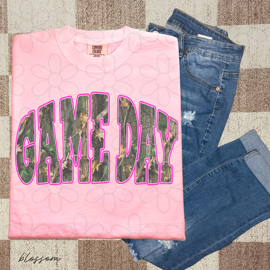 Camo Game Day Pink Outline Completed Tee
