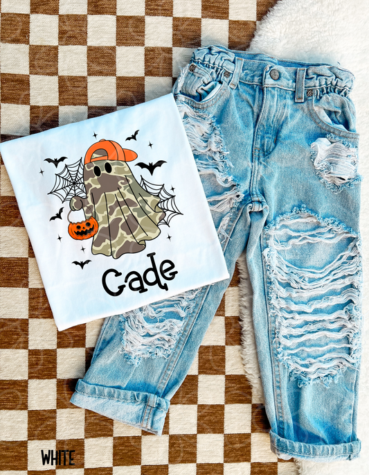 Camo Halloween Ghost Custom Name DTF Transfer