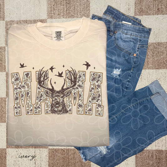 Camo Mama Deer Ducks Completed Tee