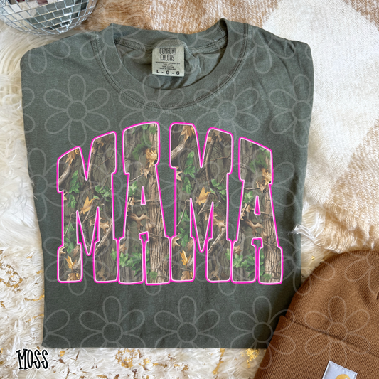 Camo Mama Pink Outline DTF Transfer