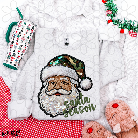 Camo Sequins Santa Season Completed Tee