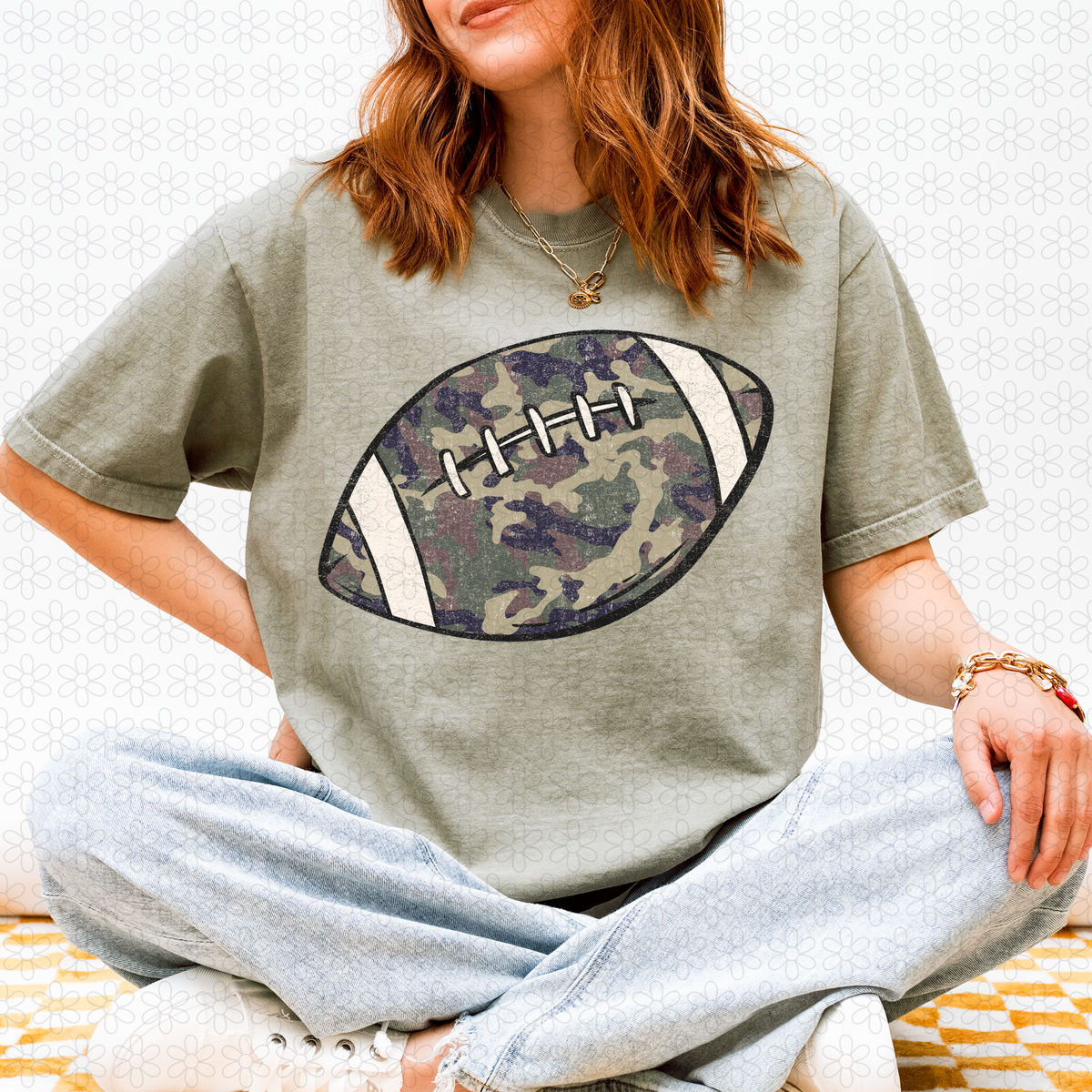 Camo Football Completed Tee