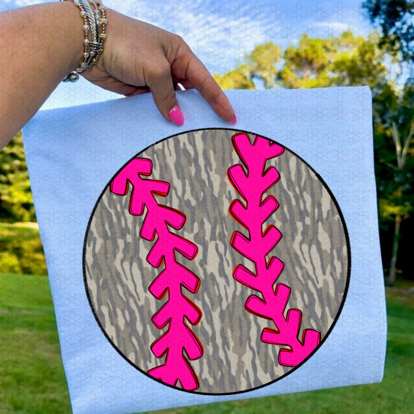 Camo Pink Baseball DTF Transfer