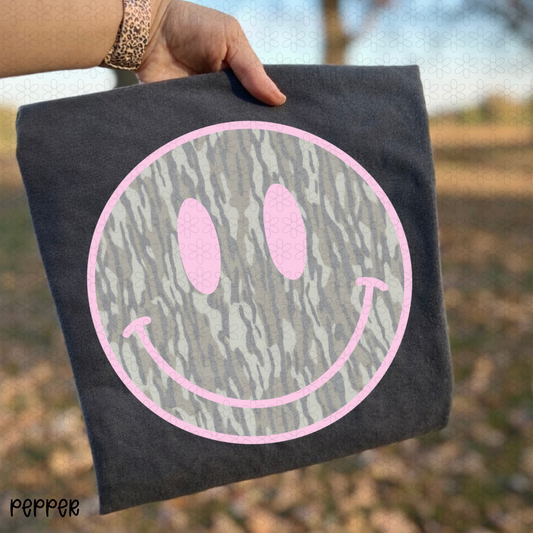 Camo Smiley Face DTF Transfer