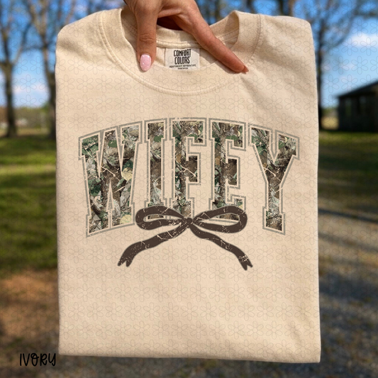 Camo Wifey Coquette Completed Tee