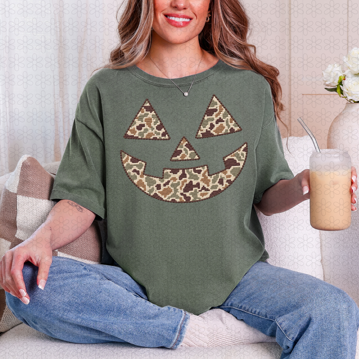 Camo faux stitch DTF Transfer