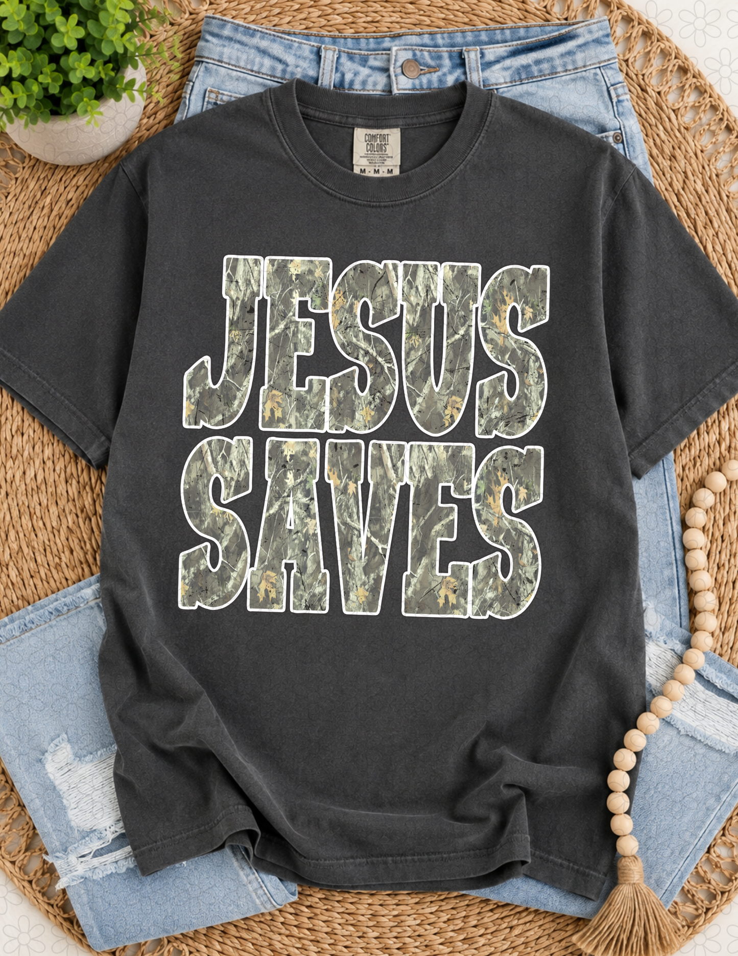 Camo Jesus Saves Completed Tee