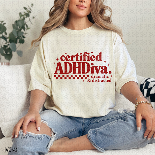Certified ADHDiva Red Completed Tee