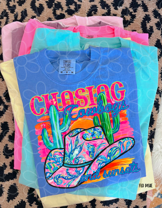 Chasing Cowboys and Sunsets Completed Tee