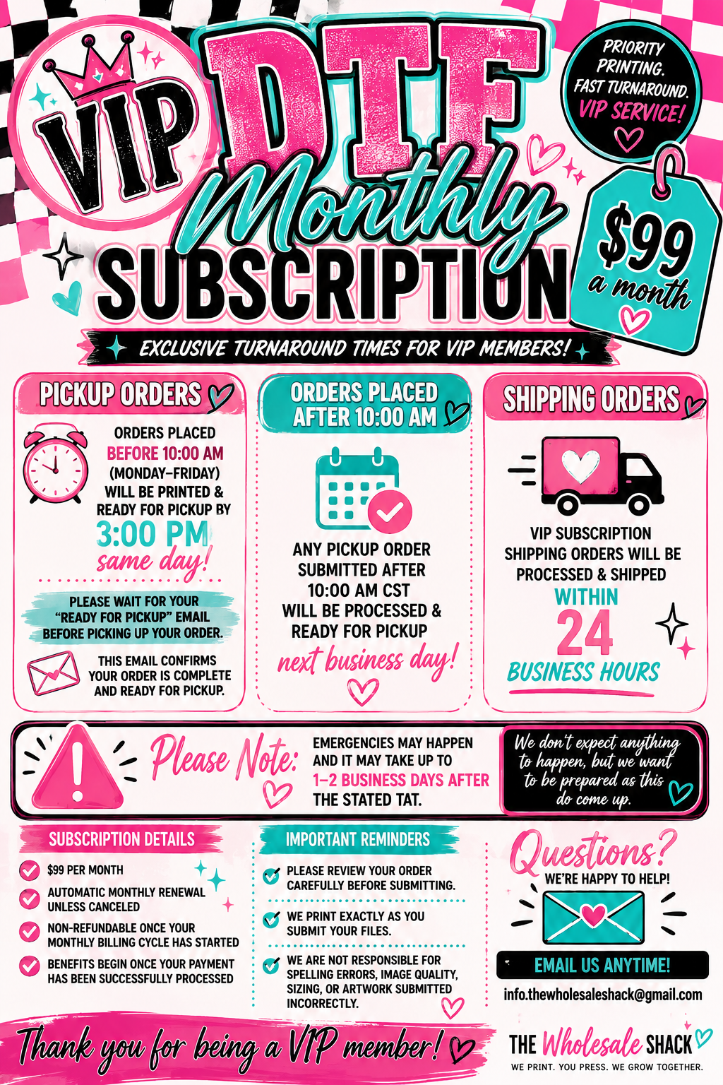 VIP Service- Monthly Subscription plan