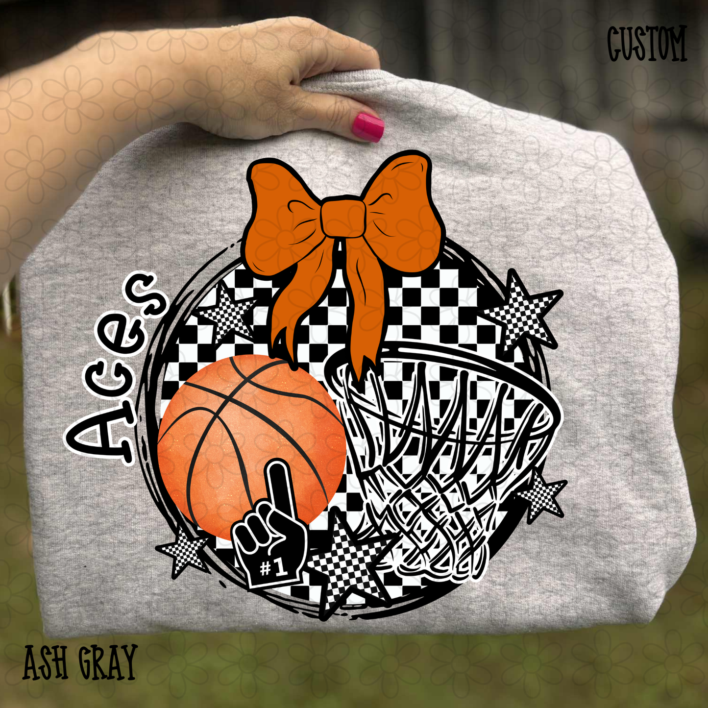 Checkered Circle Basketball Custom Name Completed Tee