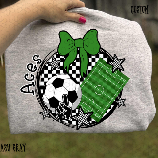 Checkered Circle Soccer Custom Name Completed Tee