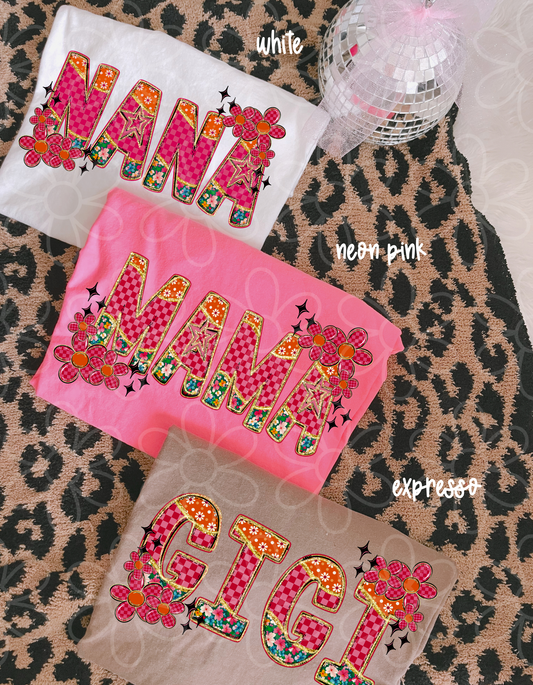 Checkered Flowers NaNa DTF Transfer