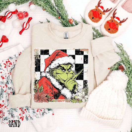 Checkered Grinch Flowers Completed Tee
