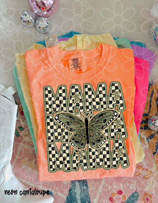 Checkered MaMa Butterfly Completed Tee