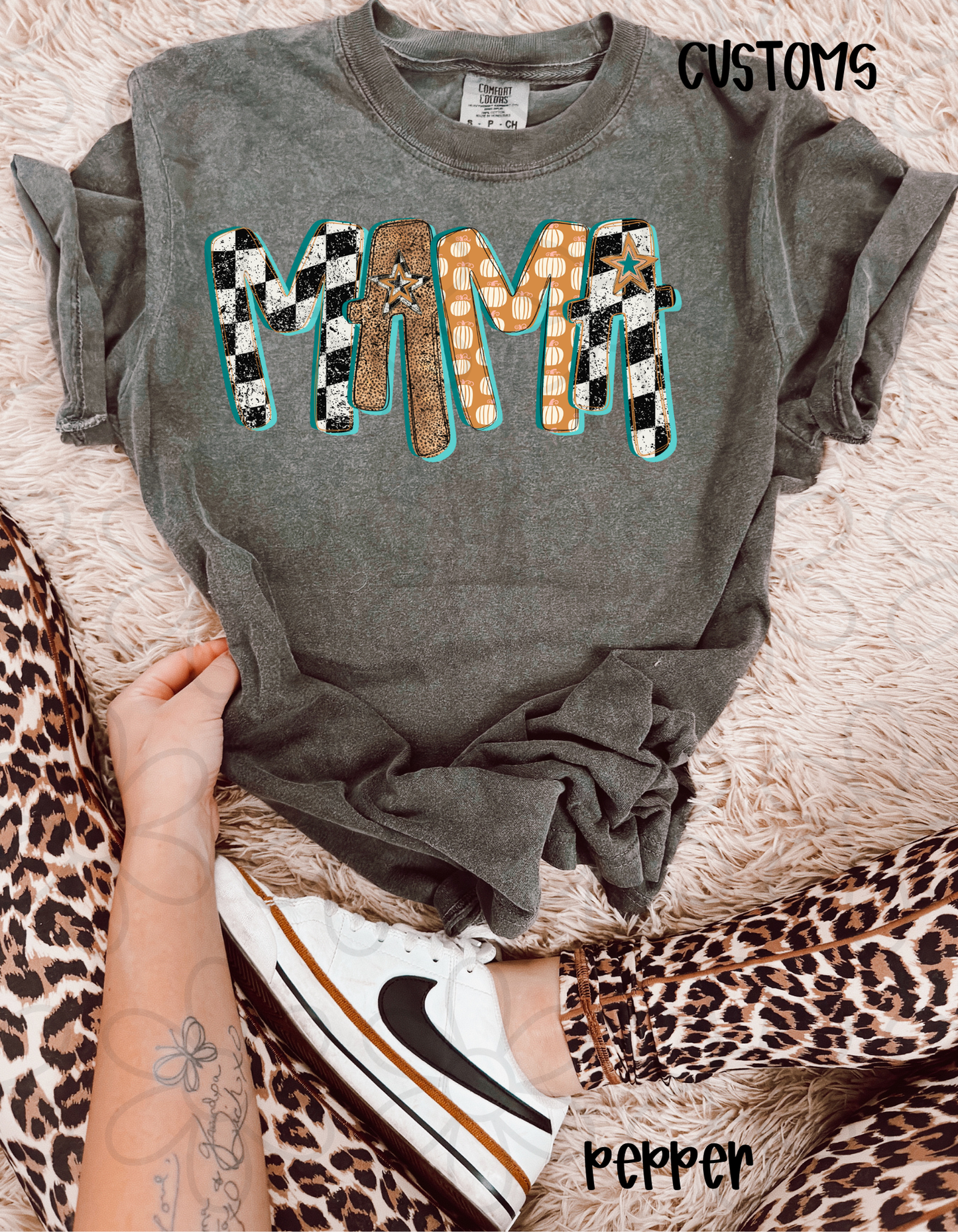 Checkered Pumpkins Custom Names Completed Tee