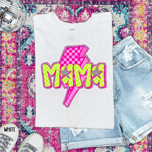 Checkered Yellow Mama Pink Bolt Completed Tee